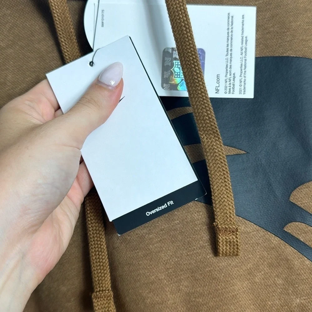 Worn once- NFL Brown Hoodie with Black Logo - Picture 7 of 13